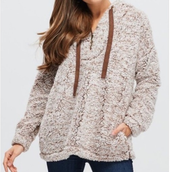 Faux Fur Teddy Pullover with Hood - Picture 5 of 7